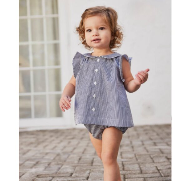 Parni Baby Blue Striped Ruffle Tunic & Bloomer Set - Picture 2 of 4